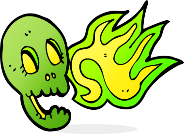 Bir insan tarafından çizilmiş komik bir kafatası.