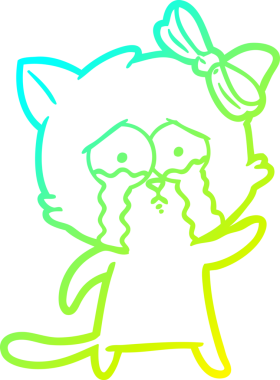 Bir insan tarafından çizilen çizgi film kedisinin soğuk gradyan çizgisi.