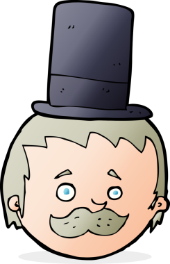 Bir insan tarafından çizilmiş silindir şapkalı bir adam.