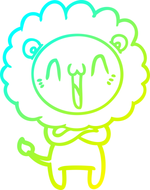 Bir insan tarafından çizilmiş mutlu çizgi film aslanı çizimi.