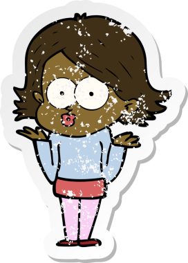 Bir insan tarafından çizilmiş karikatür kızının sıkıntılı çıkartması.