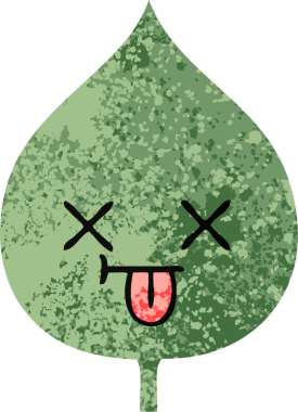 Bir insan tarafından çizilmiş dışavurumsal yaprağın retro çizim tarzı karikatürü