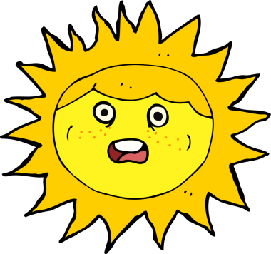 bir insan tarafından çizilmiş güneş çizgi film karakteri