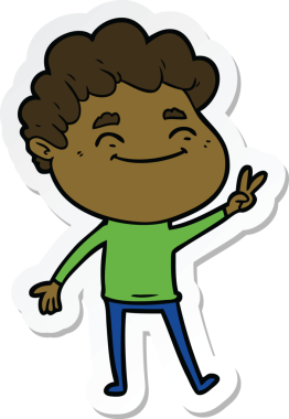 Bir insan tarafından çizilmiş, karikatür dostu bir adamın çıkartması.