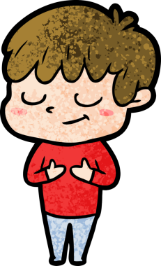 Bir insan tarafından çizilmiş mutlu çocuk çizgi filmi.