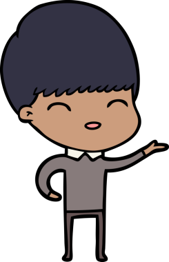 Bir insan tarafından çizilmiş mutlu çizgi film çocuğu.