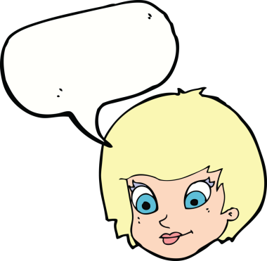 Bir insan tarafından çizilmiş konuşma baloncuğu olan bir kadın yüzü.