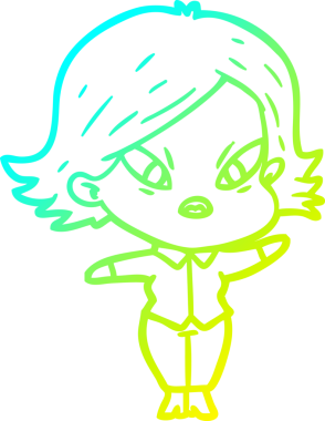 Bir insan tarafından çizilmiş soğuk gradyan çizgi çizimi stresli bir kadın