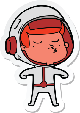 Bir insan tarafından çizilmiş kendine güvenen bir astronotun çıkartması.