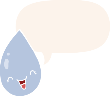 bir insan tarafından çizilmiş retro biçiminde konuşma baloncuklu çizgi film yağmur damlası