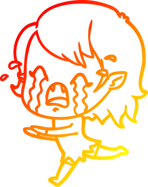 Bir insan tarafından çizilmiş ağlayan vampir kız çizgi filmi.