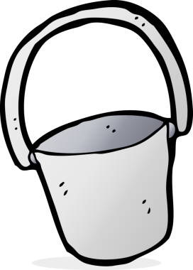 Bir insan tarafından çizilmiş çizgi film kovası.