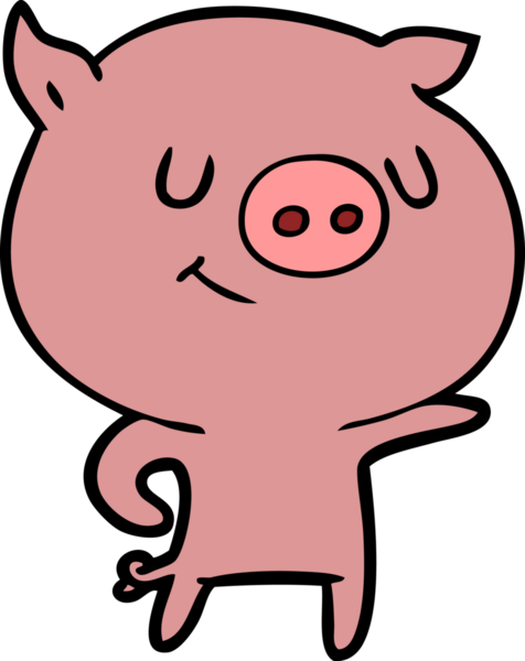 Bir insan tarafından çizilmiş mutlu çizgi film domuzu.