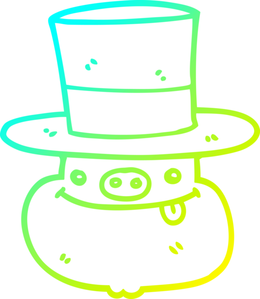 Bir insan tarafından çizilmiş silindir şapkalı bir domuzun çizimi.