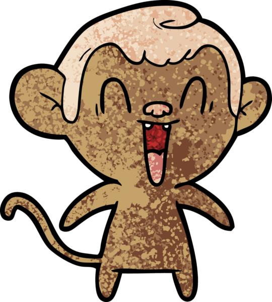 Bir insan tarafından çizilmiş gülen maymun çizgi filmi