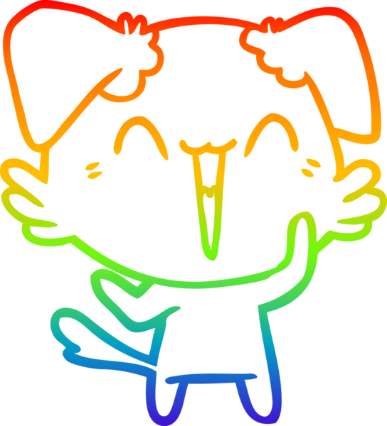 gökkuşağı gradyan çizimi bir insan tarafından çizilmiş mutlu küçük bir köpek çizgi filmi