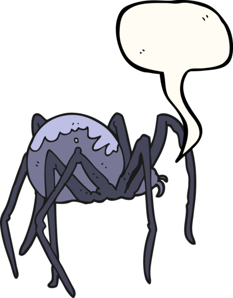 Bir insan tarafından çizilmiş serbest konuşma balonu çizgi filmi ürpertici örümcek.