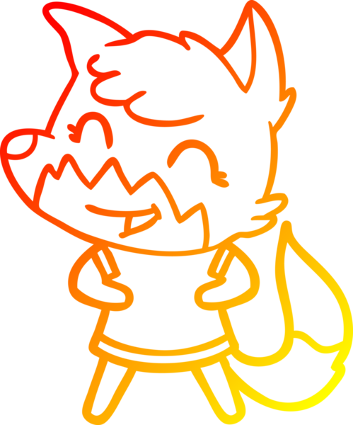 Bir insan tarafından çizilmiş mutlu bir tilkinin sıcak çizgi çizimi