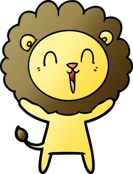 Bir insan tarafından çizilmiş gülen aslan çizgi filmi.