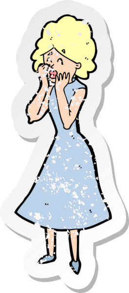 Bir insan tarafından çizilmiş endişeli bir karikatürün gerilimli çıkartması.