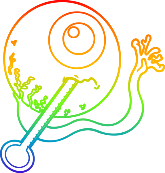 Gökkuşağı gradyan çizgi çizimi Bir insan tarafından çizilmiş hasta göz