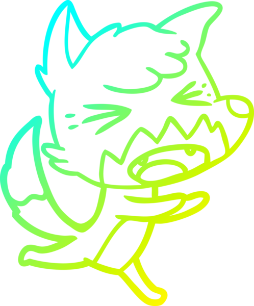 Bir insan tarafından çizilmiş kızgın bir tilkinin soğuk çizgi çizimi.