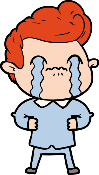 Bir insan tarafından çizilmiş ağlayan çizgi film adamı.