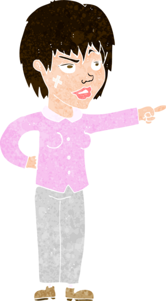 Bir insan tarafından çizilmiş çizgi film kadını.