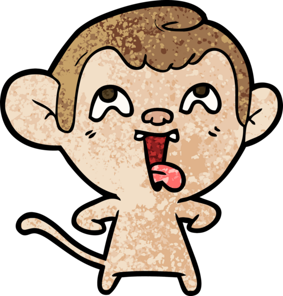 Bir insan tarafından çizilmiş çılgın çizgi film maymunu