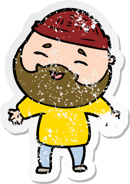 Bir insan tarafından çizilmiş mutlu sakallı bir adamın sıkıntılı çıkartması.