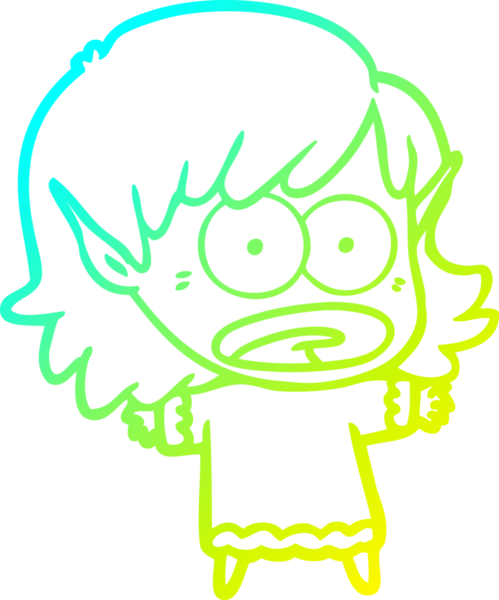 Bir çizgi film karakteri çizimi bir insan tarafından çizilmiş bir elf kızı şok etti.