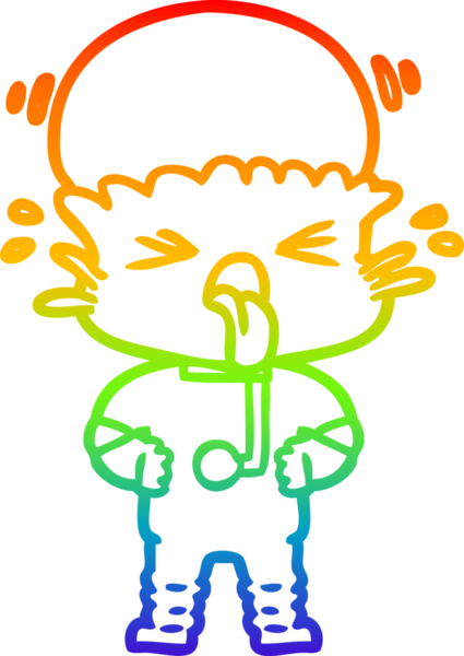 Gökkuşağı gradyan çizimi. Bir insan tarafından çizilmiş iğrenç bir çizgi film uzaylısı.