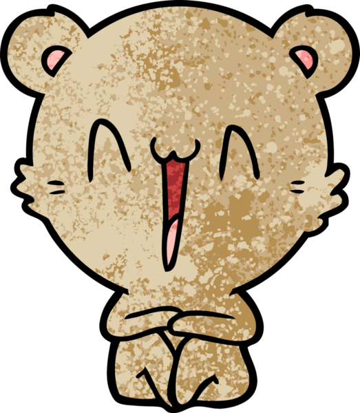 Bir insan tarafından çizilmiş mutlu ayı oturma karikatürü