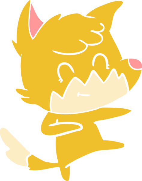 Bir insan tarafından çizilmiş düz renkli çizgi film dost tilkisi.