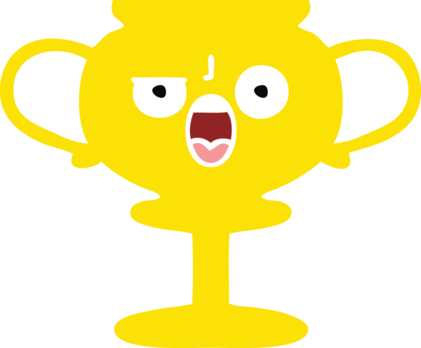 Bir insan tarafından çizilen kupanın düz renkli retro karikatürü