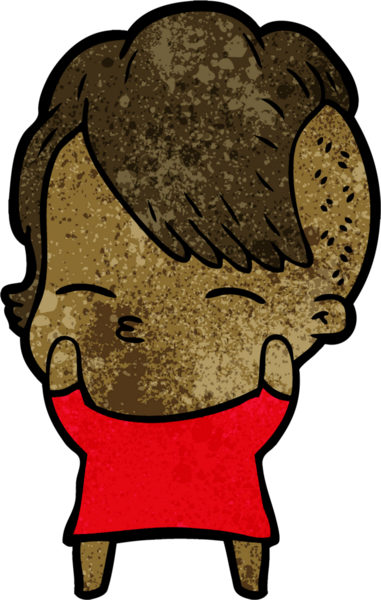 Bir insan tarafından çizilmiş şaşı çizgi film kızı.