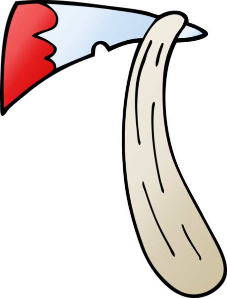 Bir insan tarafından çizilmiş kanlı bir balta.