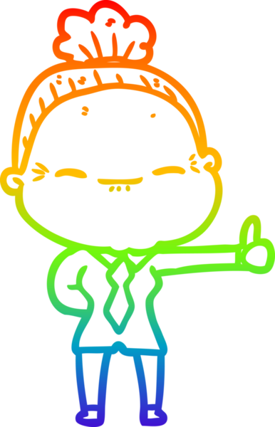 Gökkuşağı gradyan çizimi bir insan tarafından çizilmiş barışçıl yaşlı bir kadının çizimi