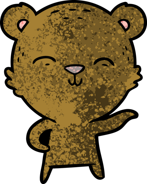 Bir insan tarafından çizilmiş mutlu çizgi film ayısı.