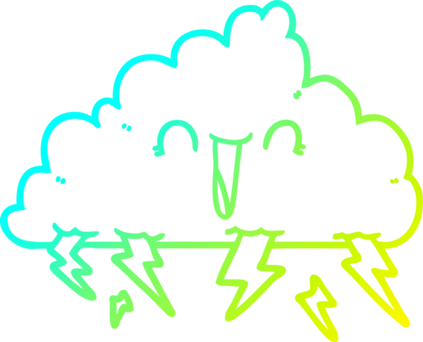 Bir insan tarafından çizilen bir çizgi film bulutunun soğuk gradyan çizimi