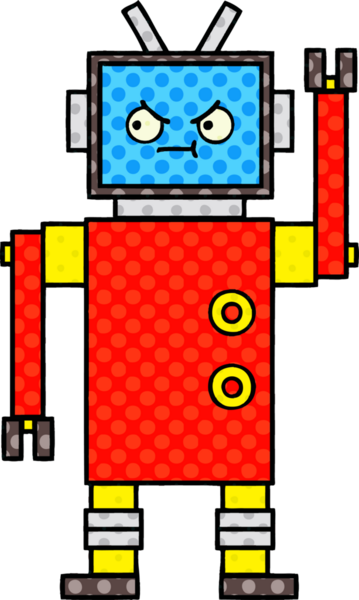 bir insan tarafından çizilmiş bir robotun çizgi roman tarzı