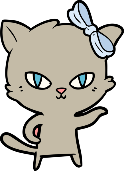 Bir insan tarafından çizilmiş sevimli çizgi film kedisi.