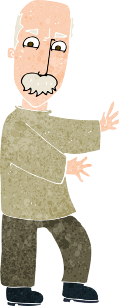 Bir insan tarafından çizilmiş kızgın yaşlı bir adam.