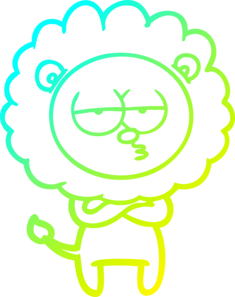 Bir insan tarafından çizilmiş, karikatür çizen, yorgun bir aslan.