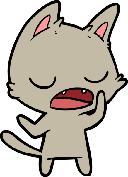 Bir insan tarafından çizilmiş konuşan kedi çizgi filmi.