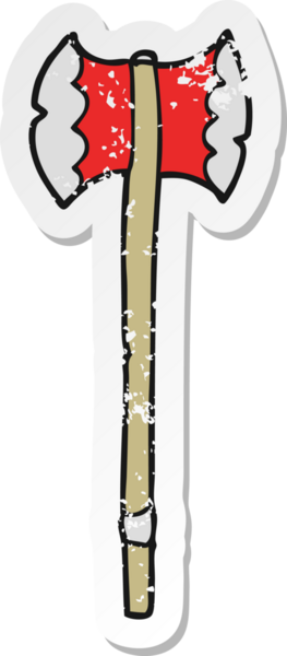 Bir insan tarafından çizilmiş bir baltanın gerilimli çıkartması.