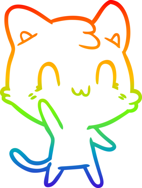 gökkuşağı gradyan çizgi çizimi Bir insan tarafından çizilmiş mutlu kedi