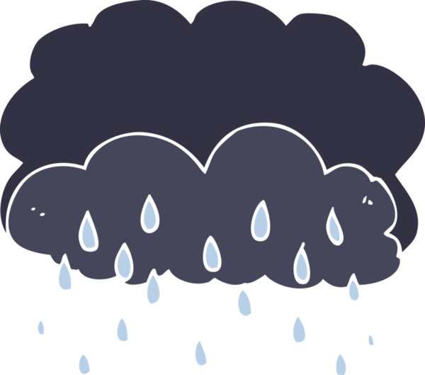 Bir insan tarafından çizilen gök gürültüsü bulutunun düz renk çizimi