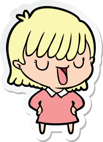 Bir insan tarafından çizilmiş bir karikatür kadının çıkartması.