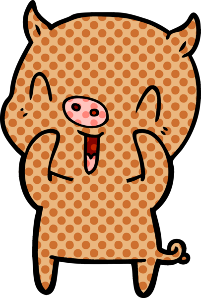 Bir insan tarafından çizilmiş mutlu çizgi film domuzu.